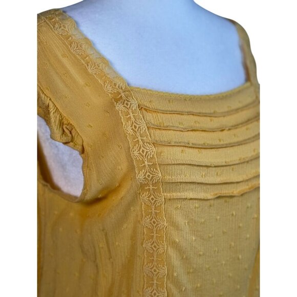 Yellow Boho-Style Neon Soul Flutter Sleeve Smocked Waist Top Size M - Picture 4 of 8